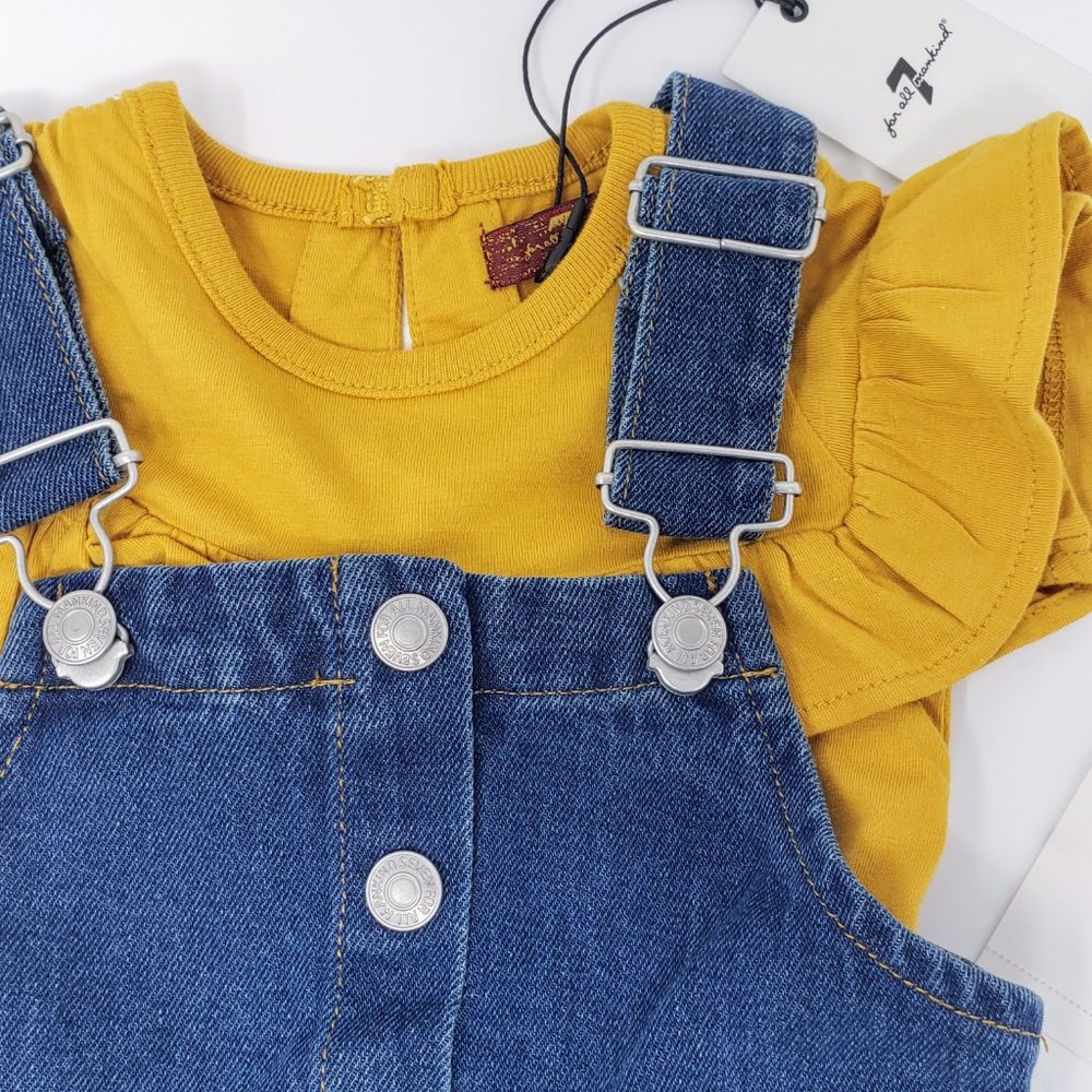 7FAM Outfit Ruffle Top with Denim Jumper - Picture 3 of 12